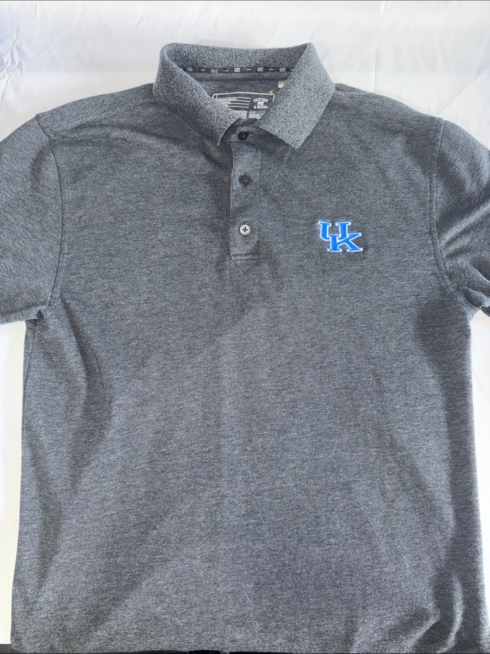 Cutter & Buck Men's Charcoal Gray Polo with Blue UK Embroidered Logo